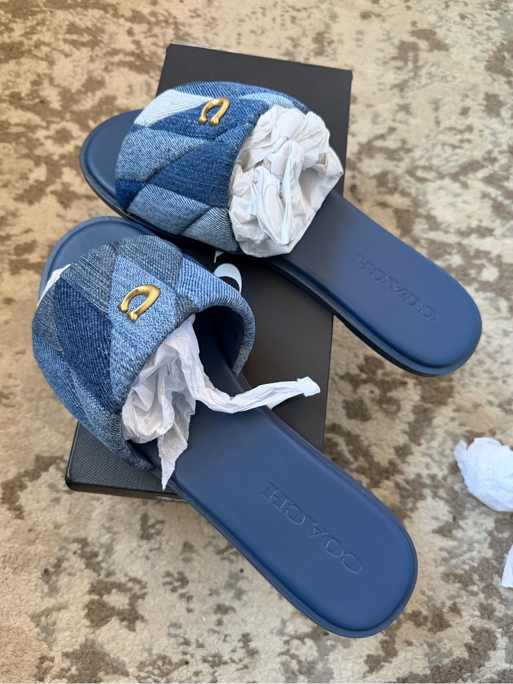 COACH Women's Holly Quilted Patchwork Slide Sandals